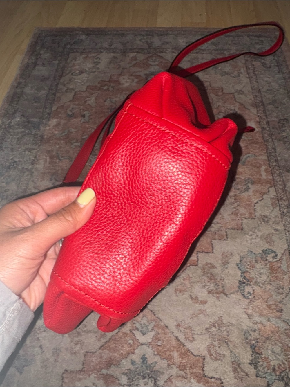 Kate Spade Red Bucket Bag Pebble Leather Side Cinch Adjustable Crossbody - Picture 10 of 14